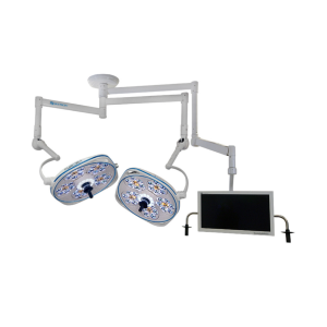 Dual, Variable-Focus 24 Inch LED Surgical Lighting Fixture with Monitor Arm
